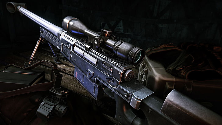 black sniper rifle, weapons, guns, Sniper Ghost Warrior 2, Accuracy International AW50