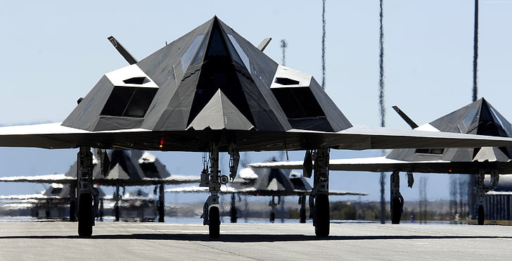 stealth, attack aircraft, F-117, runway, U.S. Air Force, stealth technology, HD wallpaper