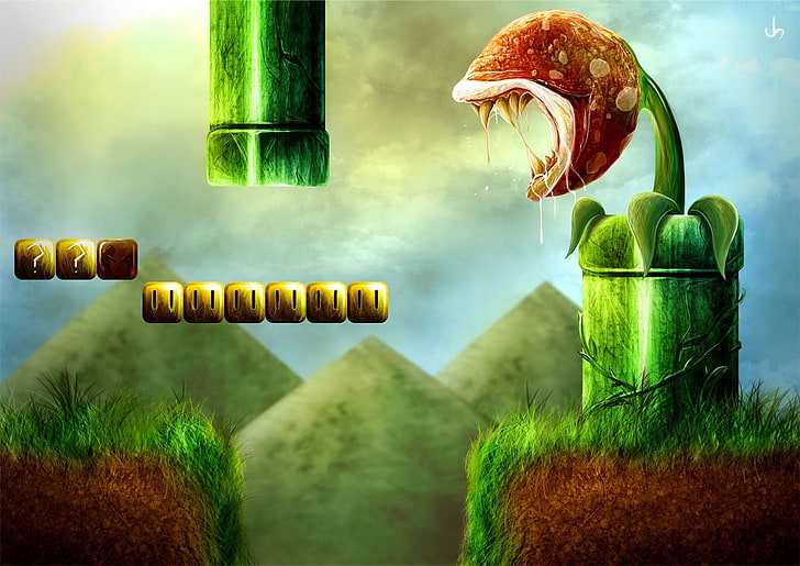 Super Mario, Super Mario Bros., green color, vegetable, plant, HD wallpaper