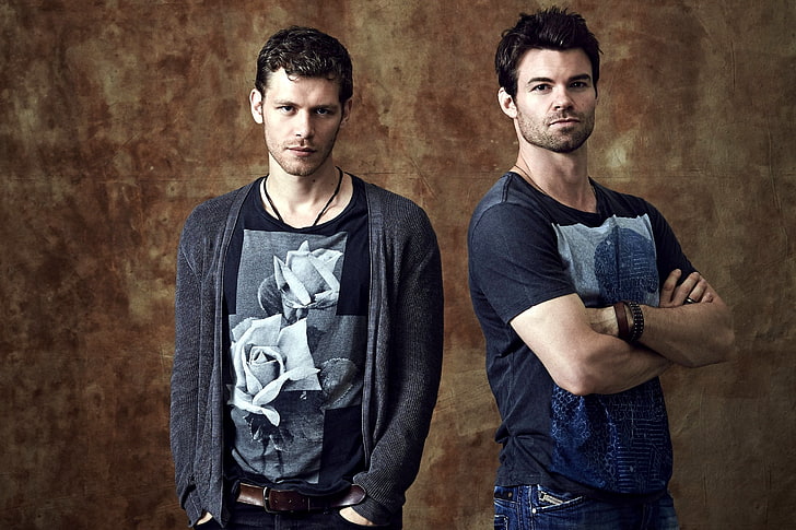 two men's gray and black crew-neck tee shirts, the series, actors, HD wallpaper