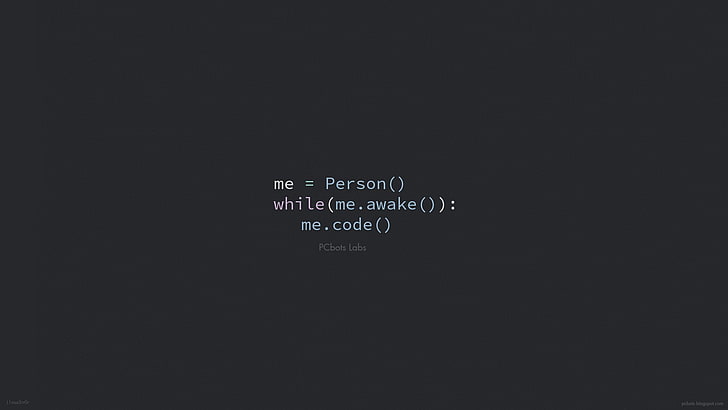 me=person() while(me.awake()): text, Technology, Programming, HD wallpaper