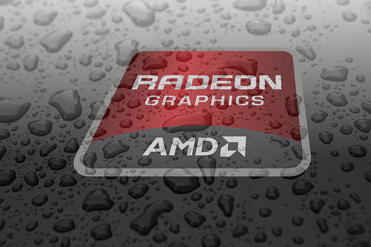 Radeon Graphics AMD logo, drops, Ati, text, western script, communication