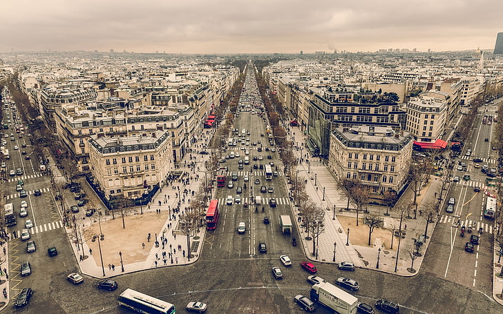 Paris, cityscape, building, street, Champs-Élysées, HD wallpaper