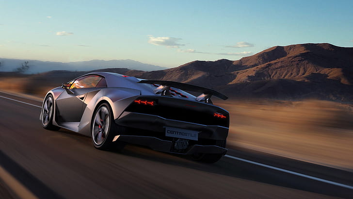 road, hills, speed, Lamborghini, spoiler, Sesto Elemento, HD wallpaper