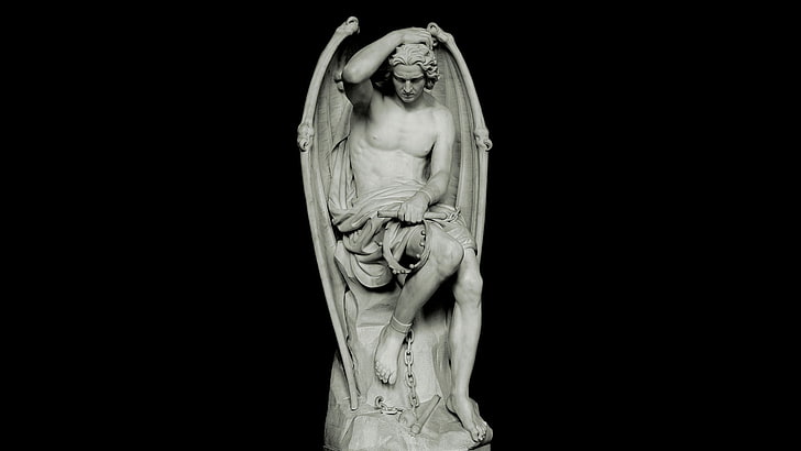 fallen angel statue, Lucifer, sculpture, Guillaume Geefs, art and craft