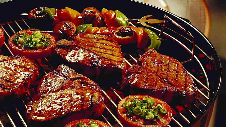meat, food, meal, dinner, restaurant, vegetable, delicious, HD wallpaper