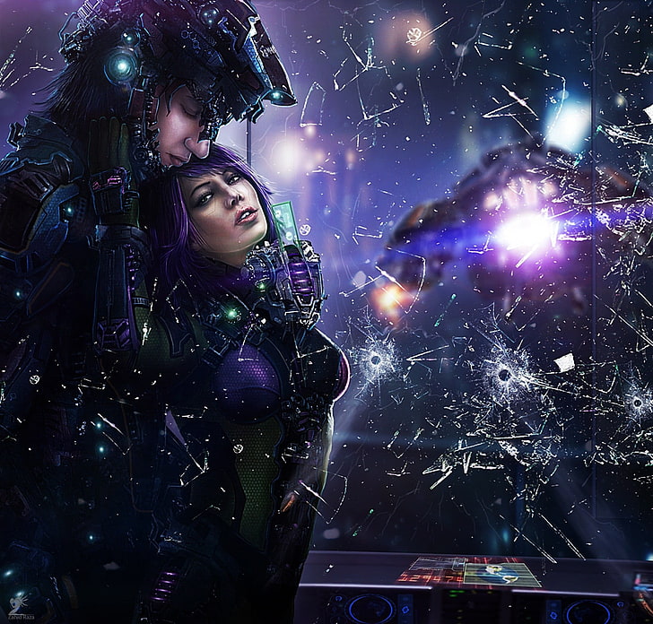 Ghost in the Shell wall paper, cyberpunk, one person, night, young adult, HD wallpaper
