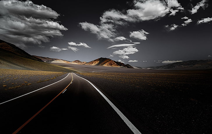 gray roadway, dark, sky, landscape, cloud - sky, environment, HD wallpaper