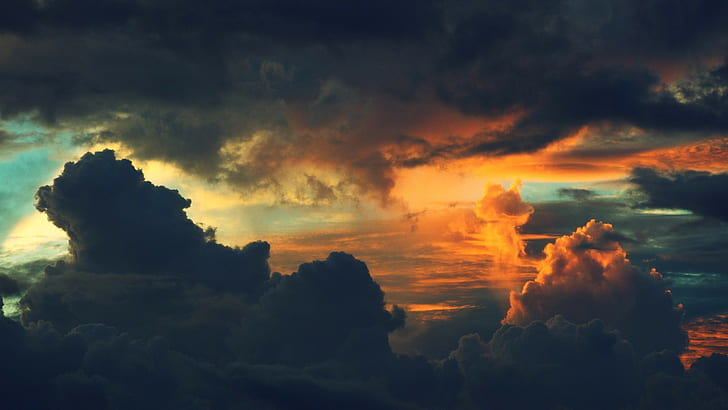 Sunset clouds, silhouette of cumulus clouds, Nature s, amazing