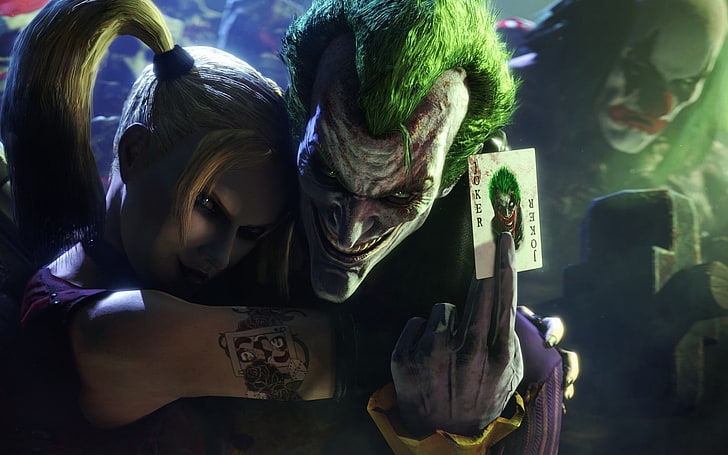 The Joker and Harley Quinn wallpaper, Batman, DC Comics, digital art
