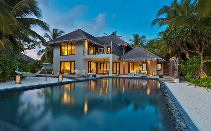 Dusit Thani Villa Maldives Island Luxury Resort On Mudhdhoo Island In Baa Atoll Hd Wallpaper For Desktop 1920×1200, HD wallpaper