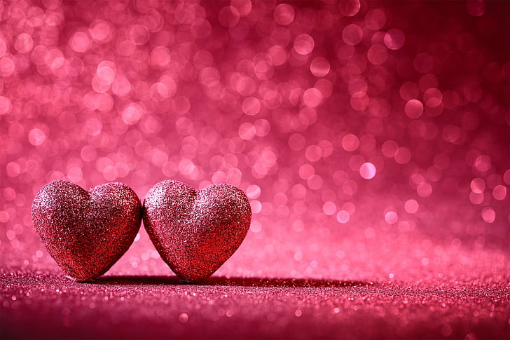bokeh, day, heart, holiday, love, mood, valentine, valentines, HD wallpaper