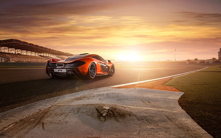 McLaren, McLaren P1, transportation, sunset, sky, mode of transportation, HD wallpaper