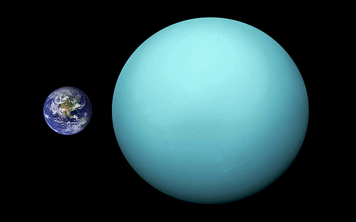 Uranus, Earth Size Comparison, HD wallpaper