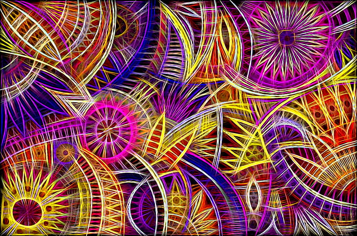 bright colors, line, circles, abstraction, background, fantasy