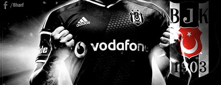 black and white Adidas crew-neck shirt, Besiktas J.K., soccer clubs, HD wallpaper