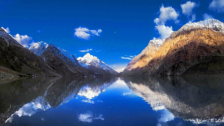 mountain alps, nature, landscape, mountains, lake, reflection, HD wallpaper