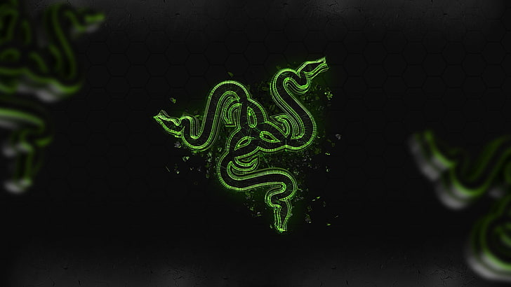 Razer logo, abstract, green, artwork, digital art, green color