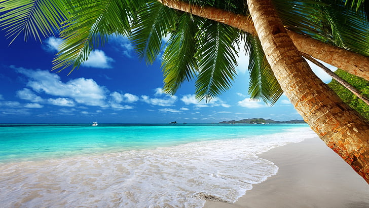 vacation, summertime, tropical, tropical landscape, lagoon, HD wallpaper