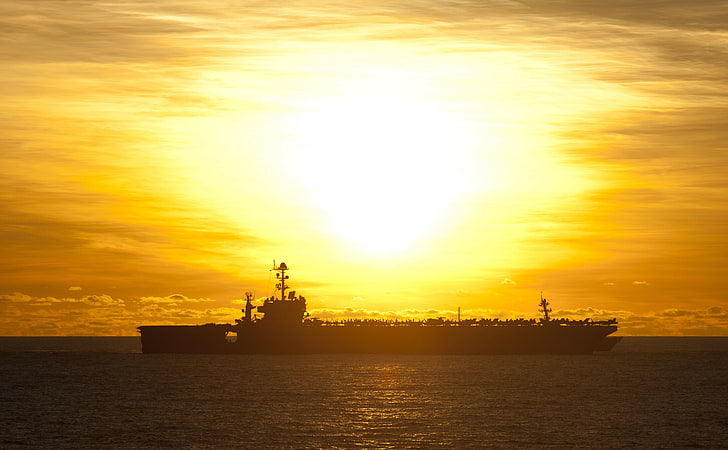 USS Cowpens CG-63 Cruiser at Sunrise, cargo ship, Army, Japan