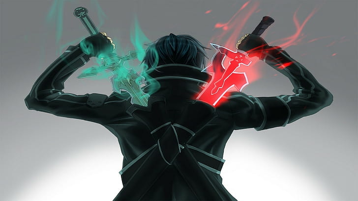 Sword Art Online Kirito, Kirigaya Kazuto, one person, studio shot, HD wallpaper