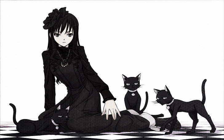 cats, goth, gothiclolita, haruka, morishima, HD wallpaper