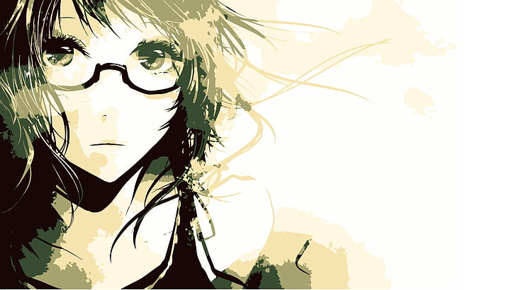 woman wearing eyeglasses and tank top illustration, anime girls, HD wallpaper