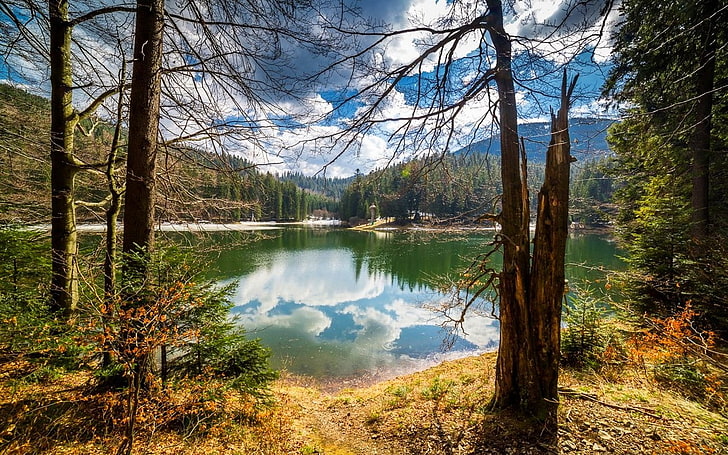 photography, nature, landscape, lake, reflection, mountains, HD wallpaper