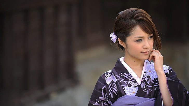 women, kimono, Japanese clothes, traditional clothing, Mihiro Taniguchi, HD wallpaper