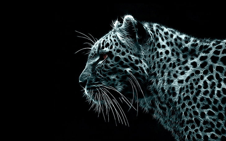 animals, Fractalius, leopard (animal), digital art, animal themes, HD wallpaper