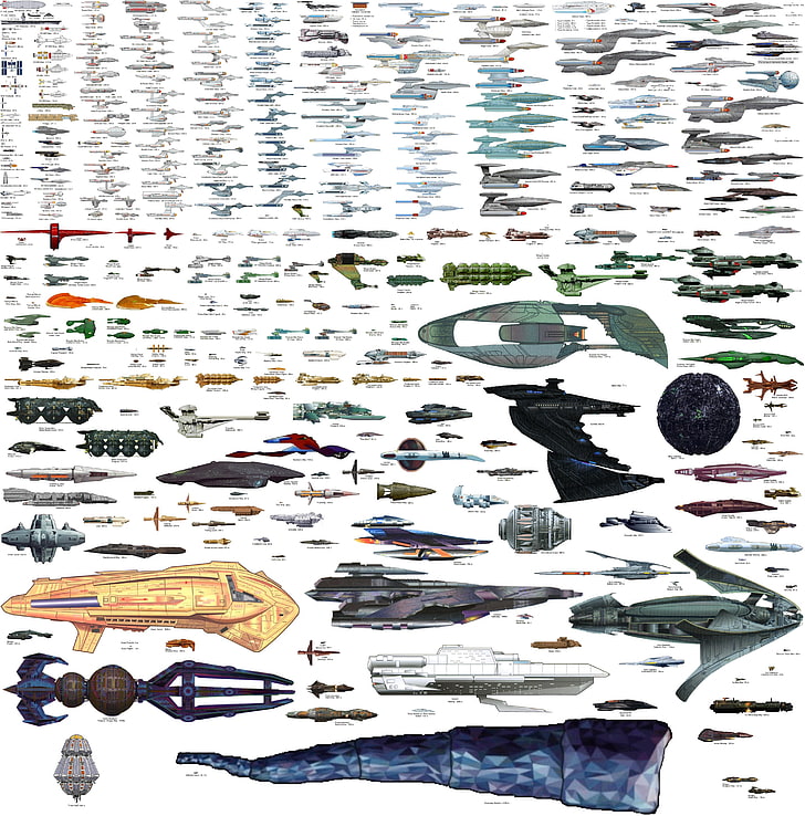 assorted-color spaceship lot, infographics, no people, full frame