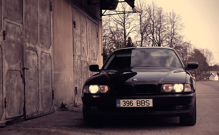 black BMW vehicle, Boomer, seven, e38, bumer, bmw 740, car, old-fashioned, HD wallpaper