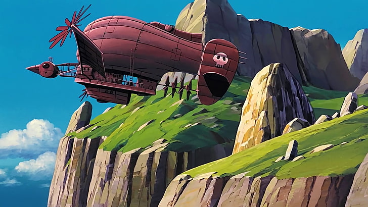 Castle in the Sky, anime, Studio Ghibli, low angle view, nature