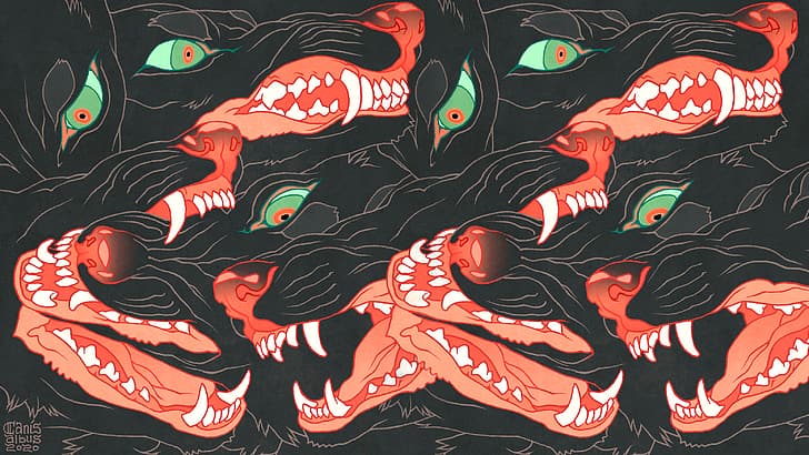 Canis Albus, creature, dog, wolf, illustration, Japanese Art, HD wallpaper
