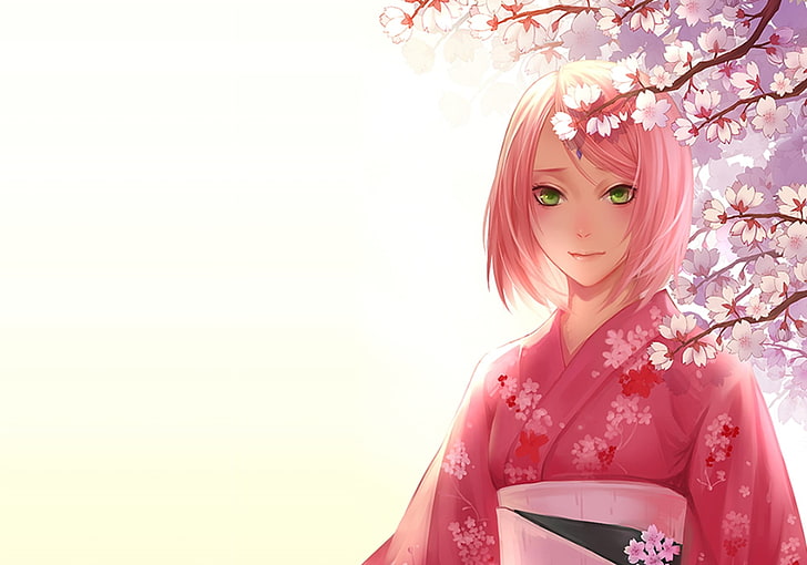 anime, Naruto Shippuuden, anime girls, Haruno Sakura, cherry blossom