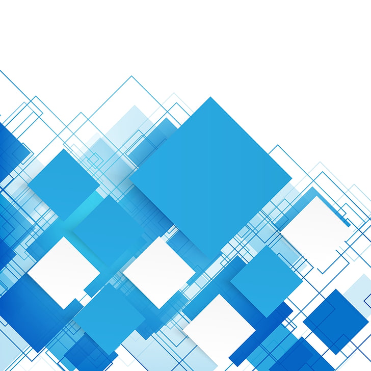blue and white squares illustration, abstraction, vector, geometry, HD wallpaper