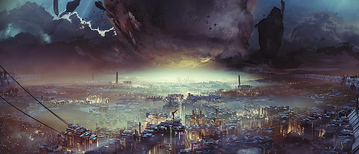 artwork, city, Cityscape, Destiny (video Game), Destiny 2, digital art, HD wallpaper