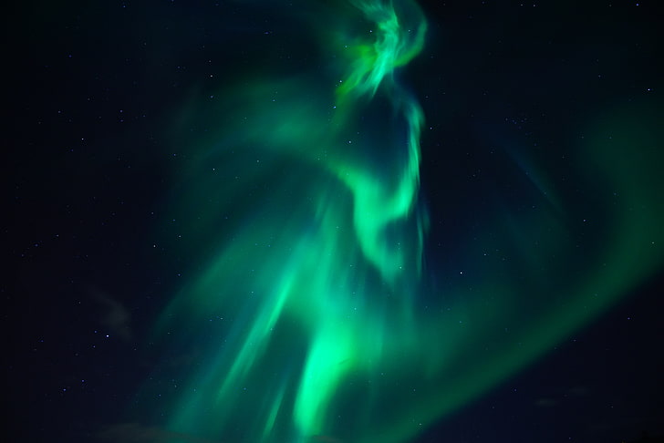 4K, Aurora Borealis, 8K, Northern Lights, night, green color, HD wallpaper