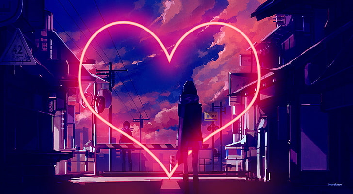 Hd Wallpaper Boy Meets Girl Love Neon Night Illuminated Long Exposure Wallpaper Flare