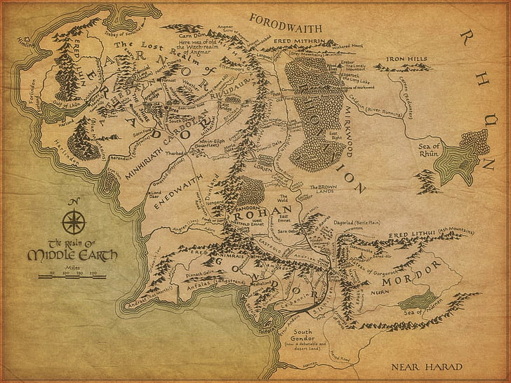 map, Middle-earth, The Lord of the Rings