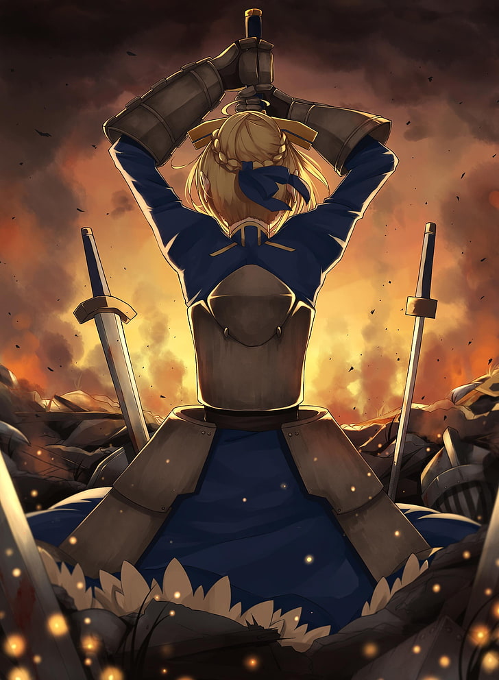 anime, anime girls, Saber, Fate/Stay Night, armor, weapon, sword