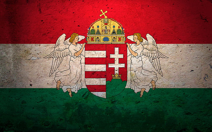 Hungary Flag, color, coat, angels