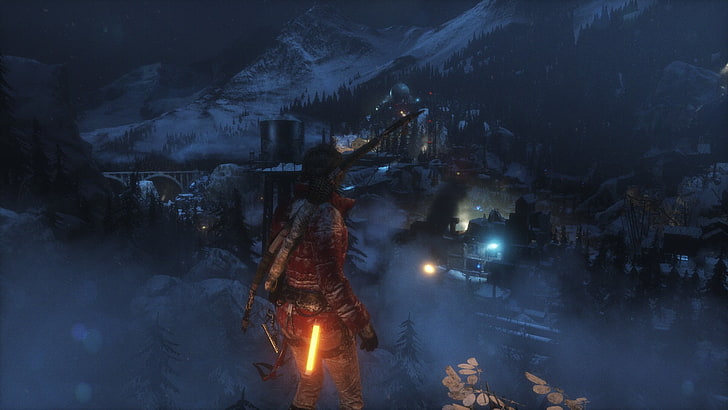 person wearing red with long bow illustration, Rise of the Tomb Raider