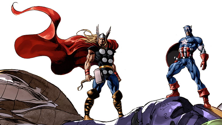 HD wallpaper: Thor Captain America Avengers HD, cartoon/comic | Wallpaper  Flare