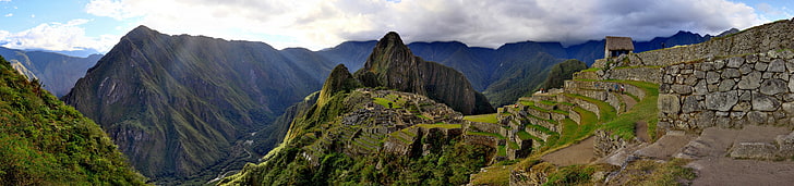Machu Picchu, mountain, panoramic, sky, cloud - sky, scenics - nature, HD wallpaper