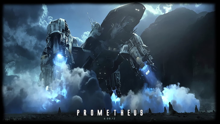 Prometheus game poster, movies, Prometheus (movie), night, illuminated