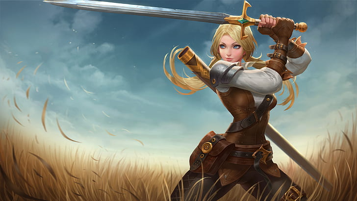 blonde, armor, weapon, Arena of Valor, HD wallpaper