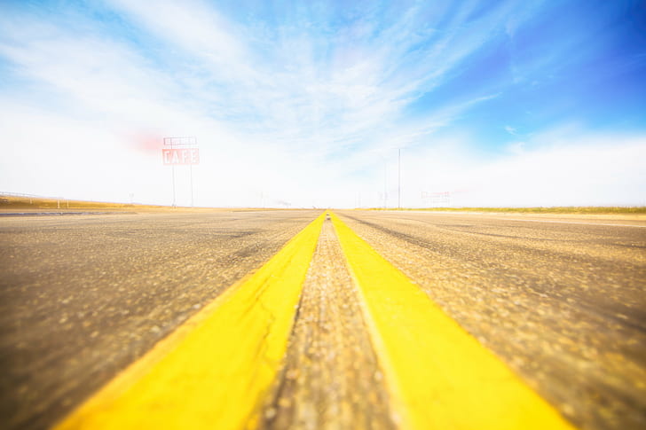 yellow and gray concrete road at daytime, I Need, Get Back, Out on the Road, HD wallpaper