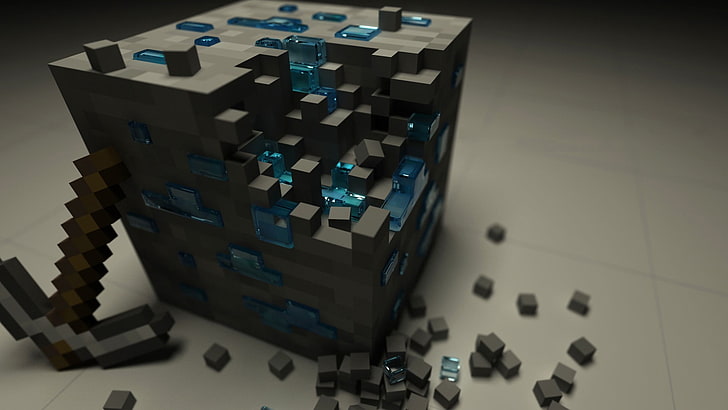 Minecraft cube box toy, 3D, digital art, video games, three-dimensional Shape