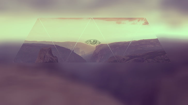 brown rock formations, Illuminati, triangle, mountains, motion blur, HD wallpaper